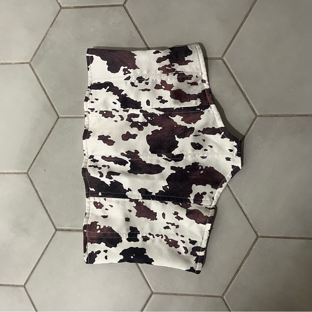Lioness Brown and White Corset with Cow Print